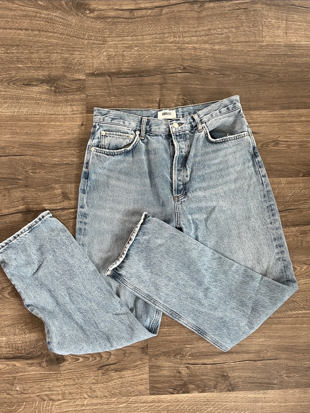 Agolde Light Blue High-Rise Straight Jeans